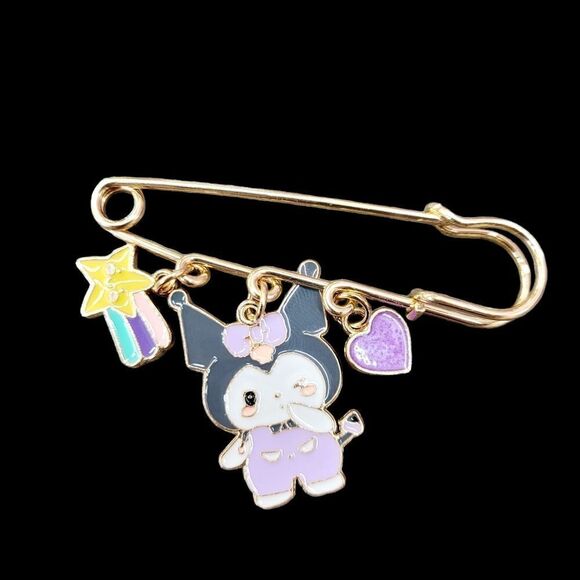 2/$20 Brand New Kuromi Gold Pin With Charms - Picture 1 of 3